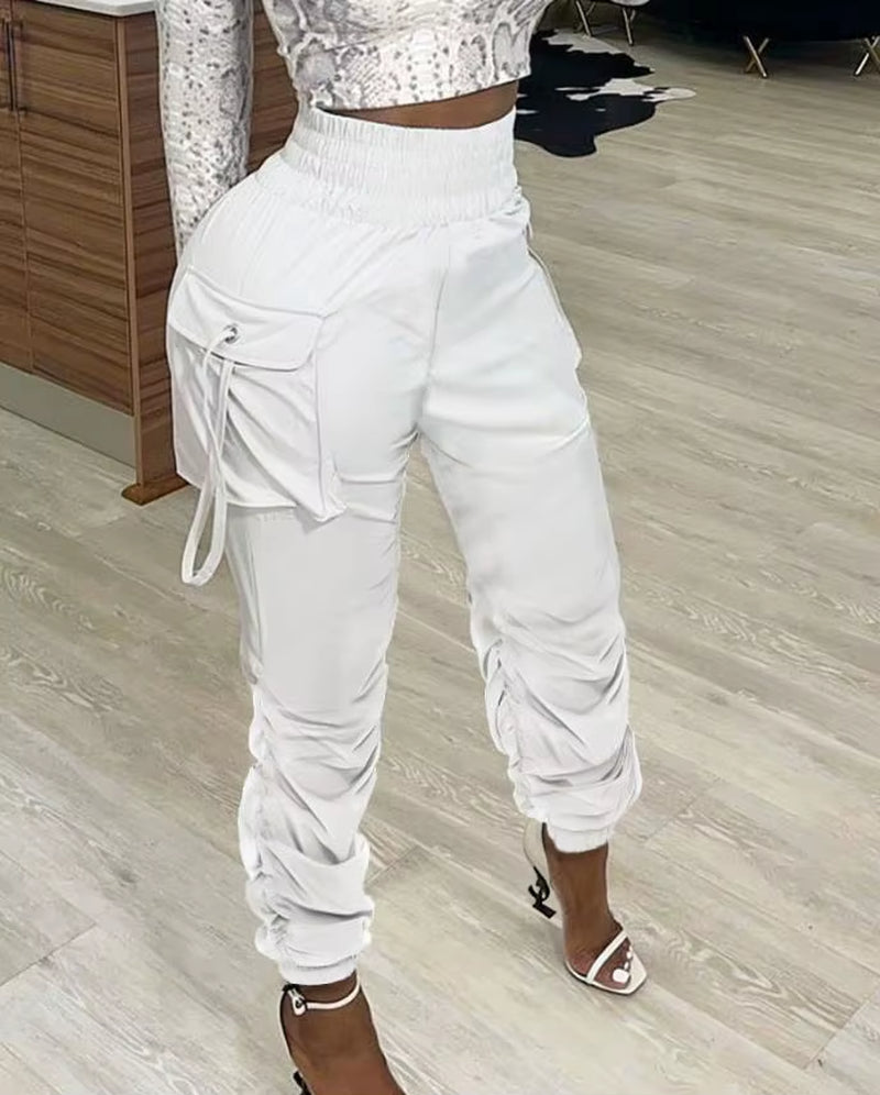 Women'S Cargo Pants Fashion Band Decor Pocket Design Casual Cargo Pants 2023 Summer New Arrival Cropped Pants Commuting Style