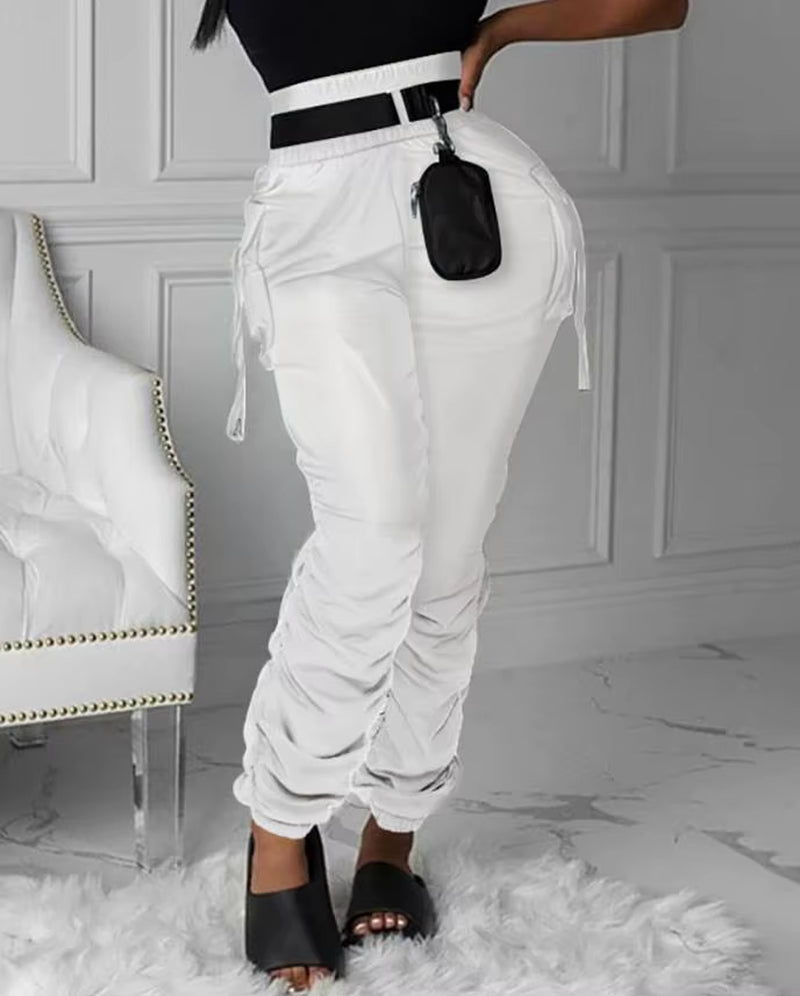 Women'S Cargo Pants Fashion Band Decor Pocket Design Casual Cargo Pants 2023 Summer New Arrival Cropped Pants Commuting Style