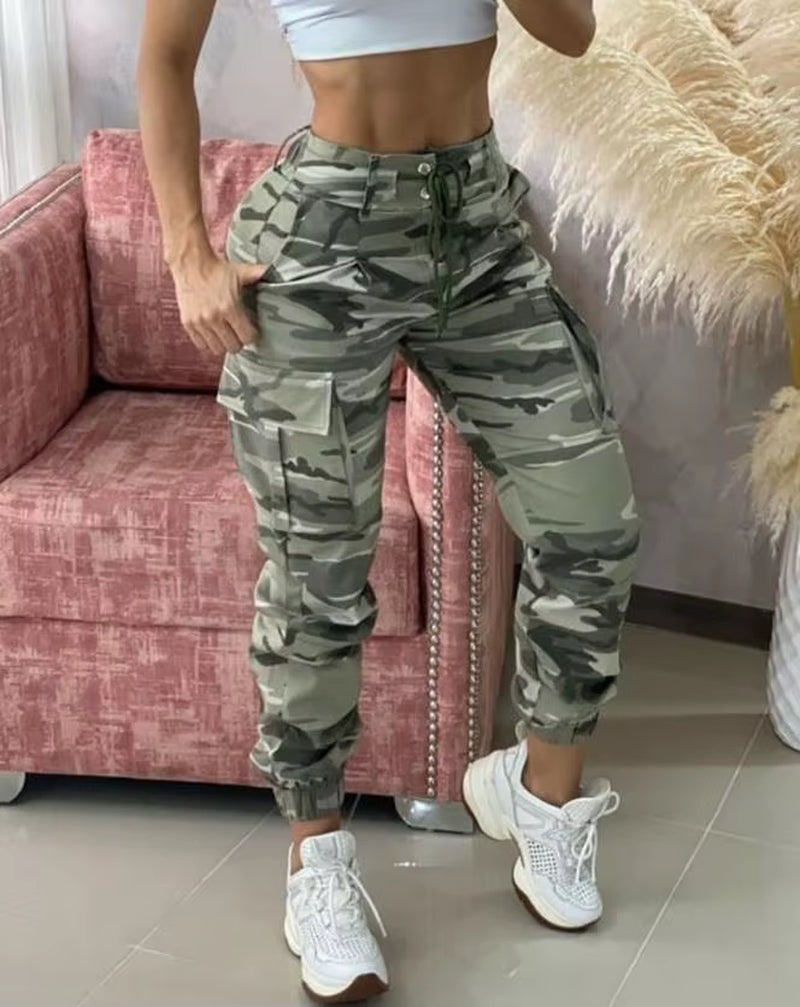 Women'S Cargo Pants Fashion Band Decor Pocket Design Casual Cargo Pants 2023 Summer New Arrival Cropped Pants Commuting Style